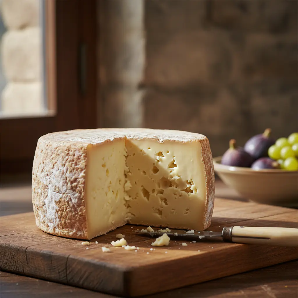 Wedge of artisan cheese