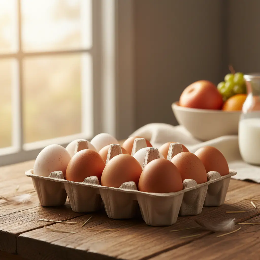 Carton of fresh eggs