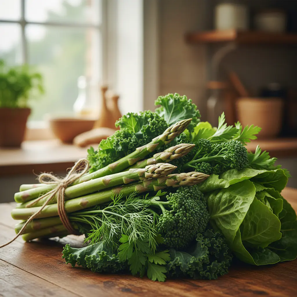 Bundle of fresh green vegetables