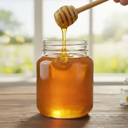 Golden honey in a jar