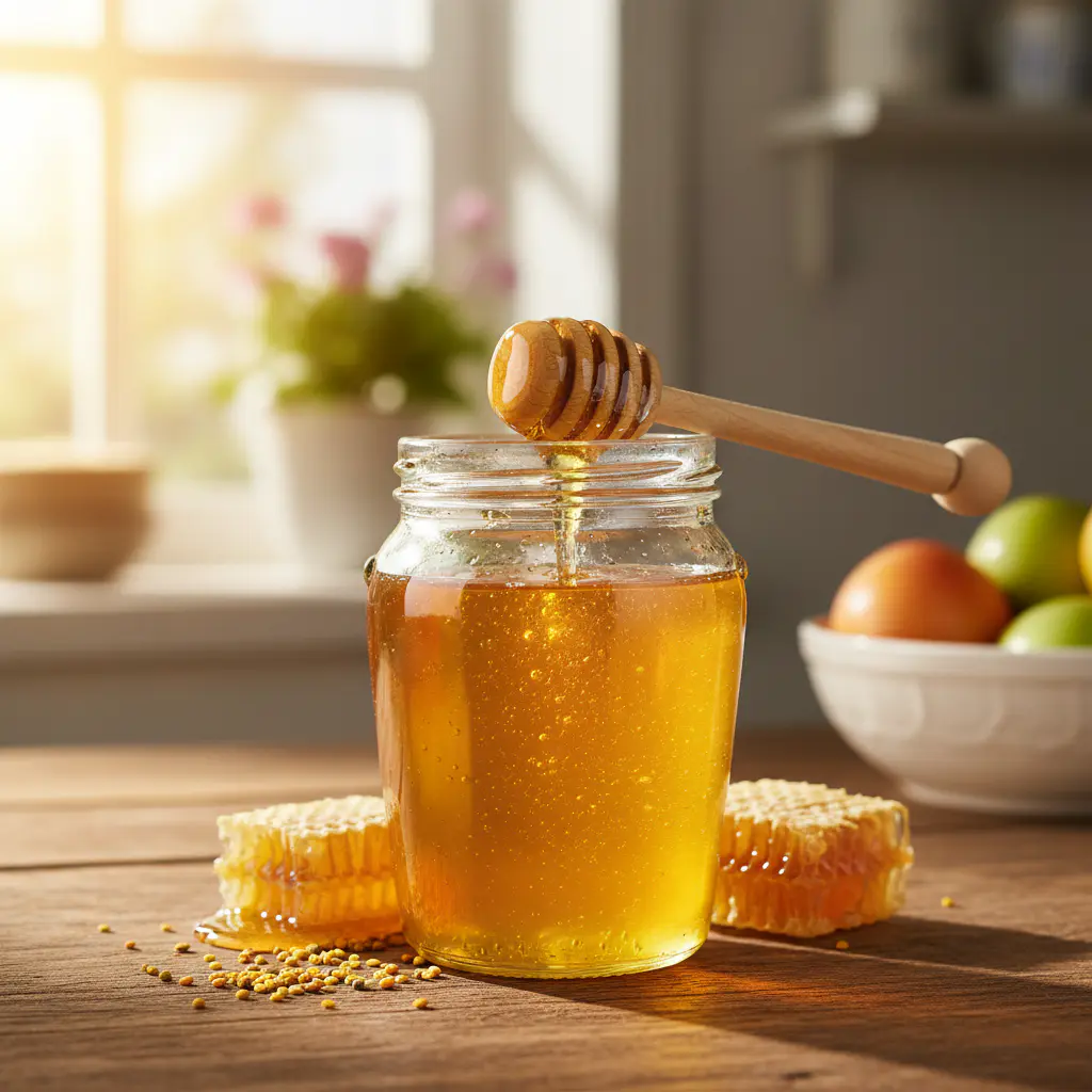 Jar of golden honey